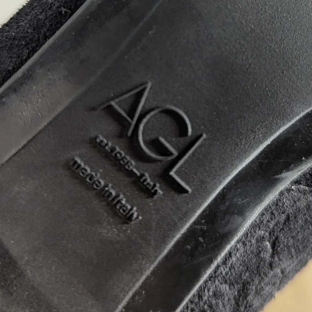 AGL Black Suede Italian Leather Loafers Animal Print 37.5 Low Heel 7 / 7.5